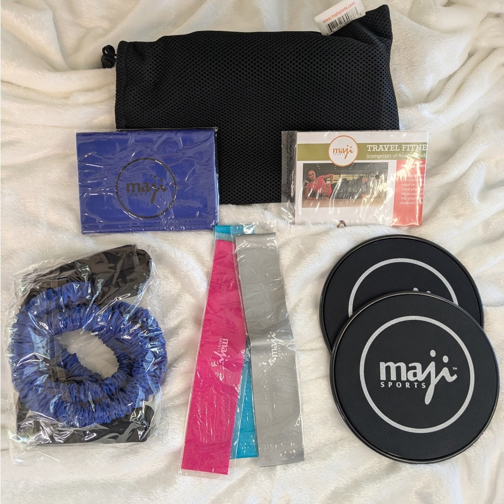 Complete Maji Sports Fitness Set with Resistance Bands and Sliders NWT
